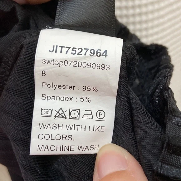 Women’s SHEIN polka dot mesh one-shoulder black velvet blouse. Size M. - Picture 12 of 13